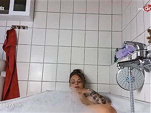 My muddy leisure activity - inked honey masturbates in bathtub