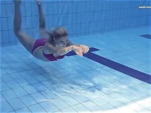 super hot Elena flashes what she can do under water